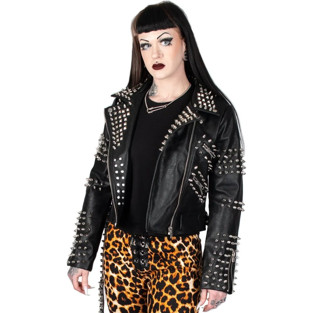 Orchid Bloom | Heavy Metal Studded Leather Jacket