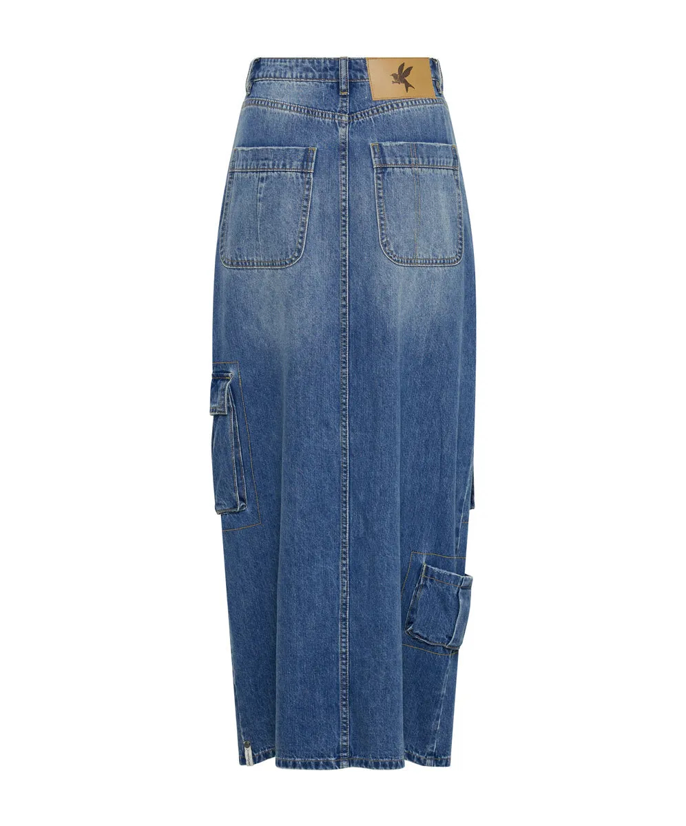 PACIFICA 90S CARGO POCKET COLUMN DENIM SKIRT