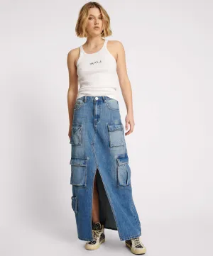 PACIFICA 90S CARGO POCKET COLUMN DENIM SKIRT