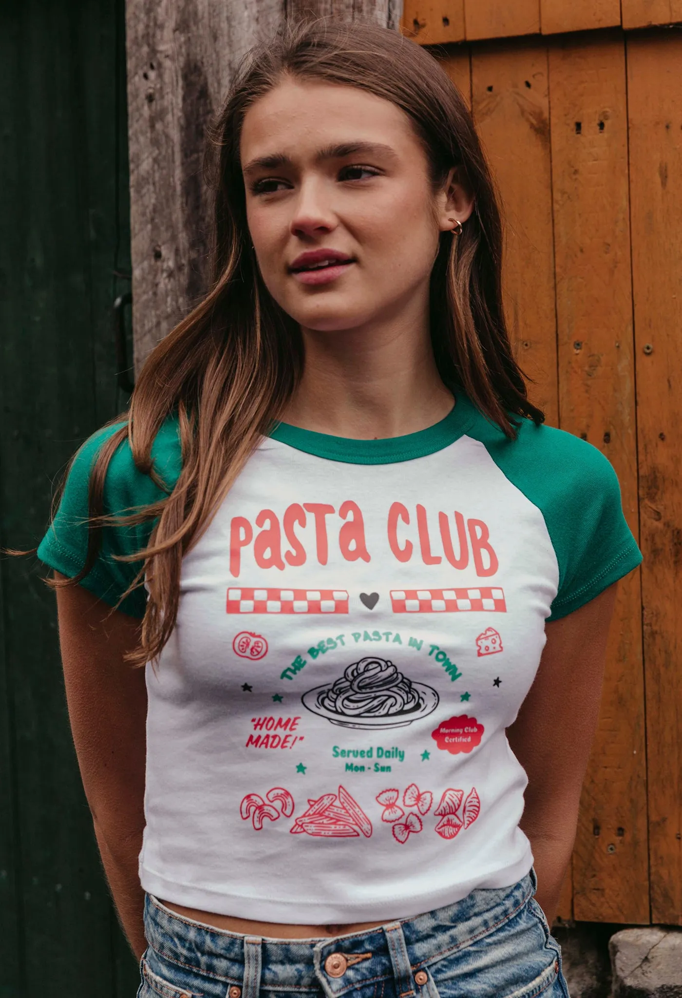 Pasta Club Printed Micro Rib Baby Tee