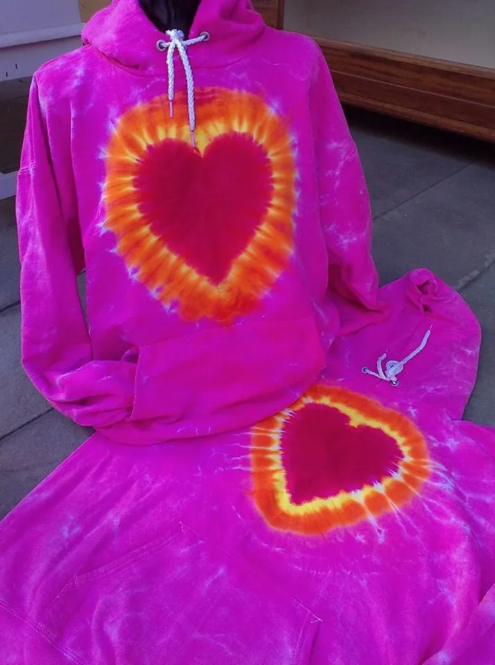 PINK Tie-Dye Heart Hoodie