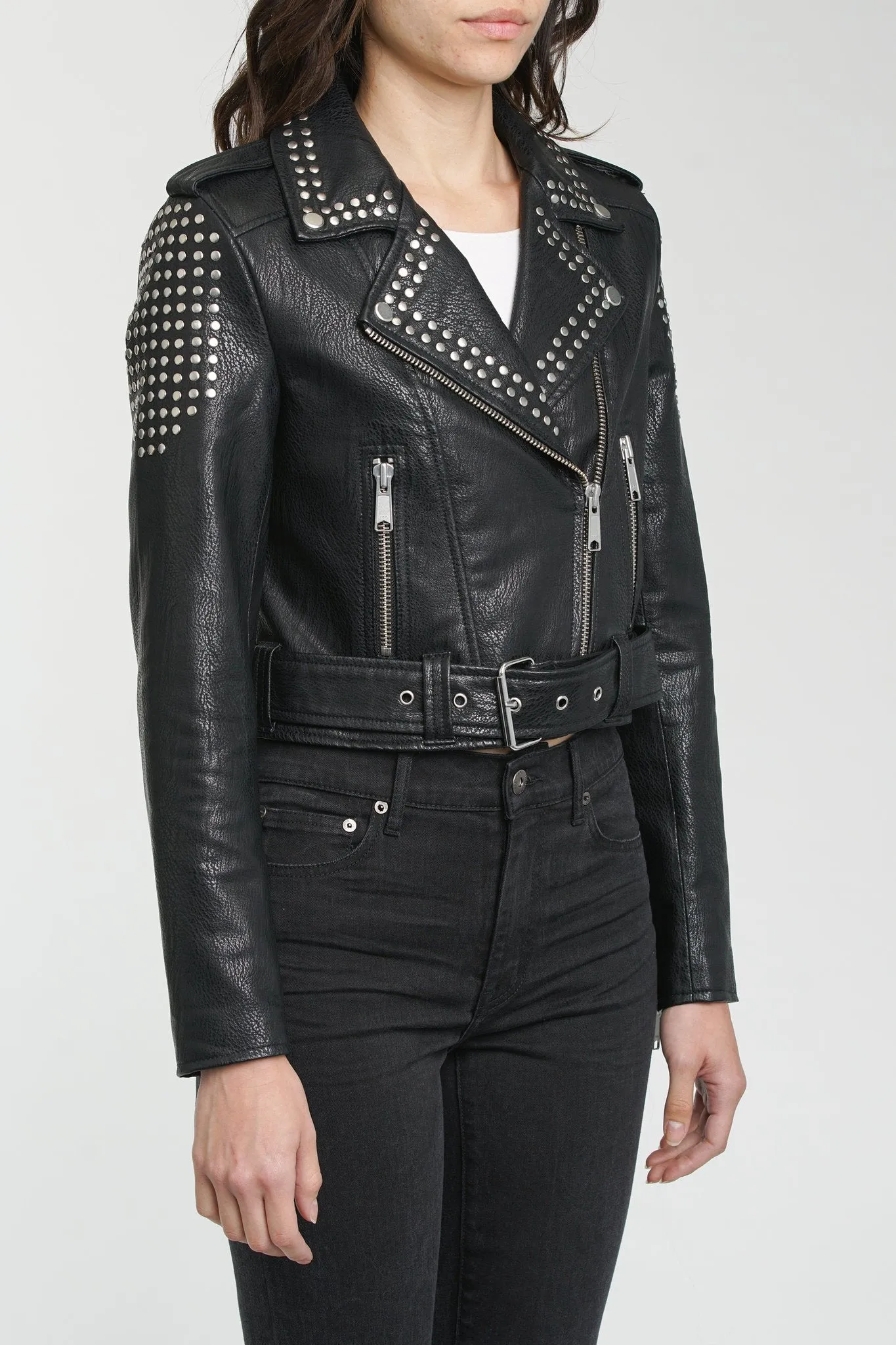 Pistola - Tracy Studded Cropped Moto Jacket