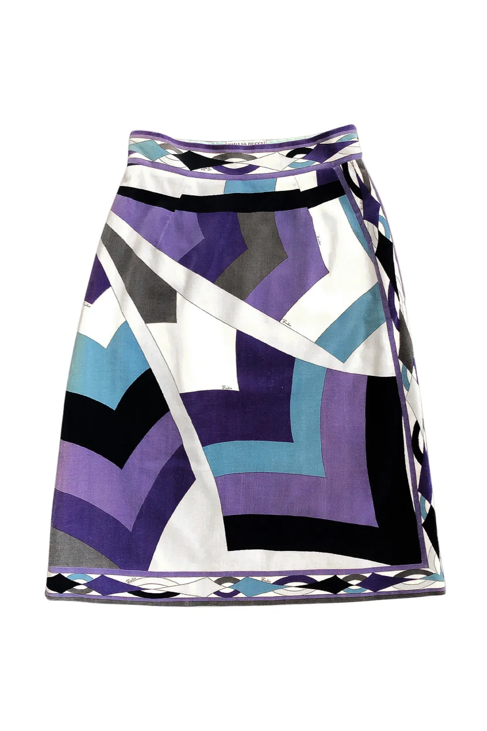 PUCCI BLUE & PURPLE PRINT VELVET SKIRT