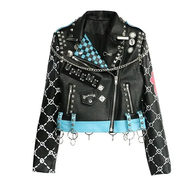 Punk Rock I Wanna Be Me Studded Leather Jacket