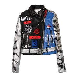 Punk Rock Move Star Studded Leather Jacket