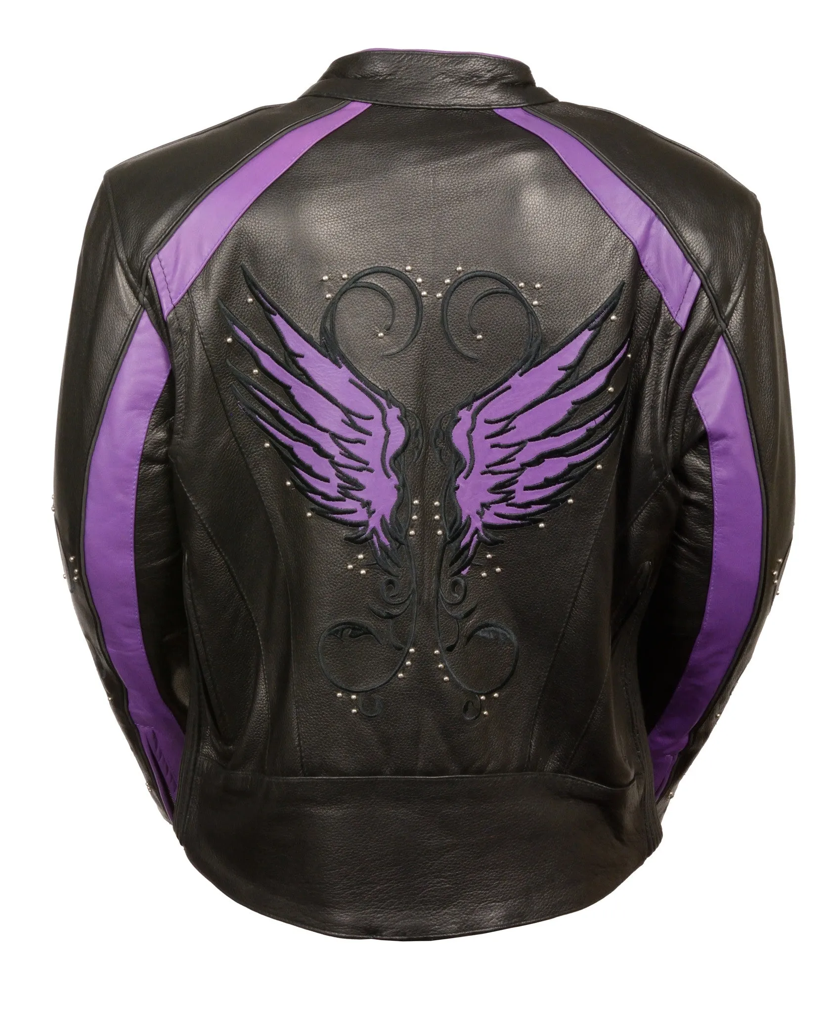 Purple Angel Wings Women Leather Jacket