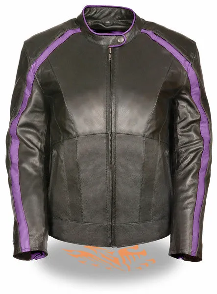 Purple Angel Wings Women Leather Jacket