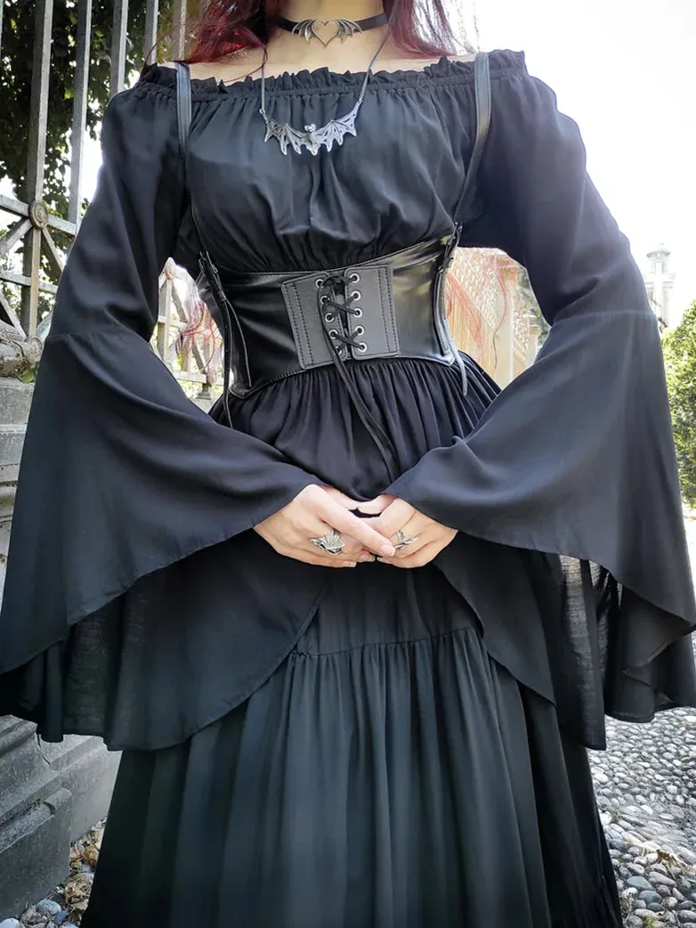 Retro Medieval Off Shoulder Bell Sleeves Tops