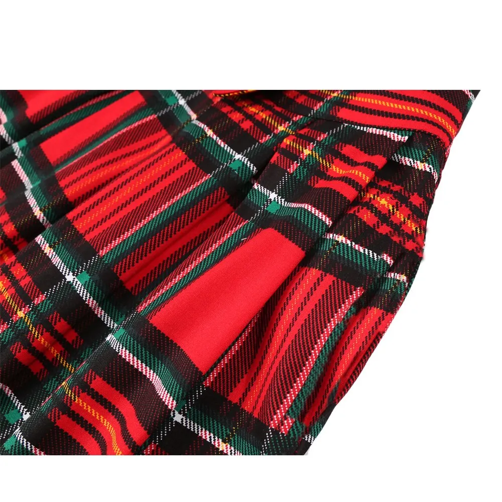 Retro Vintage Women Goth Pleated Plaid Skirt Glir High Waist Midi Japanese School Harajuku Cosplay 40s 50s 60s Rockabilly Skirts