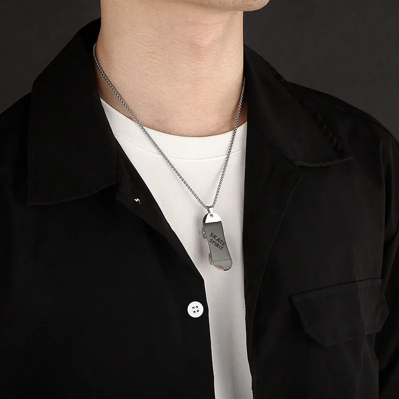 Rocking Street Style Men's Titanium Steel Scooter Pendant Necklace