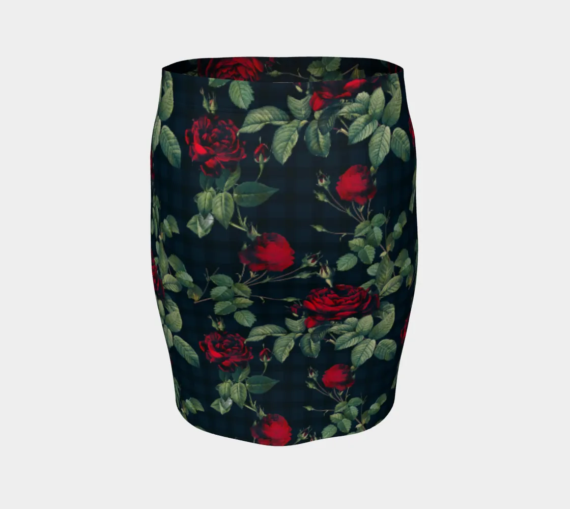 Rose Print Fitted Skirt