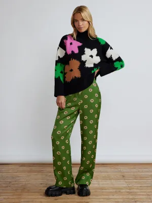 Rowan Green Retro Floral Trousers