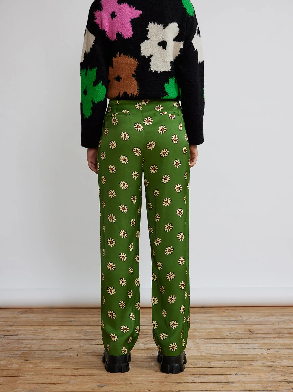 Rowan Green Retro Floral Trousers