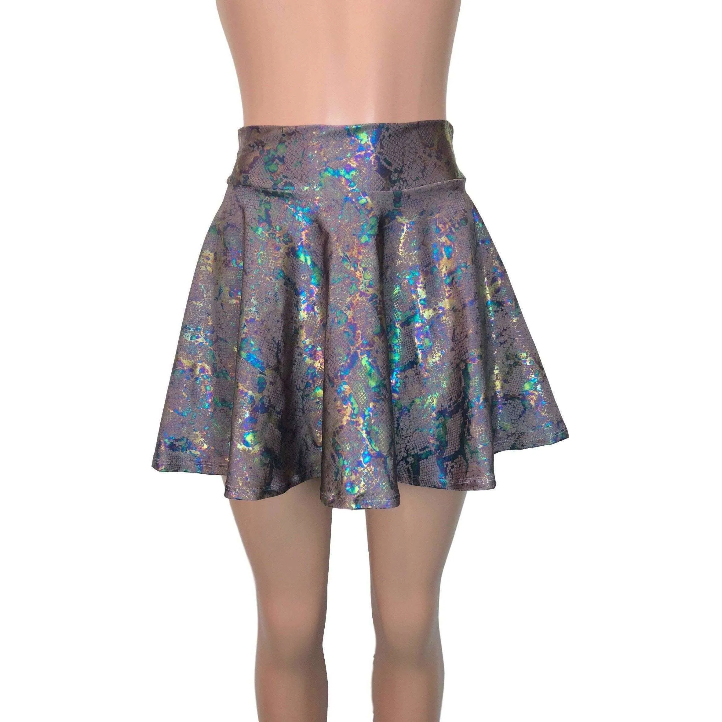 SALE - LARGE ONLY - Skater Skirt - Mauve Snakeskin Holographic