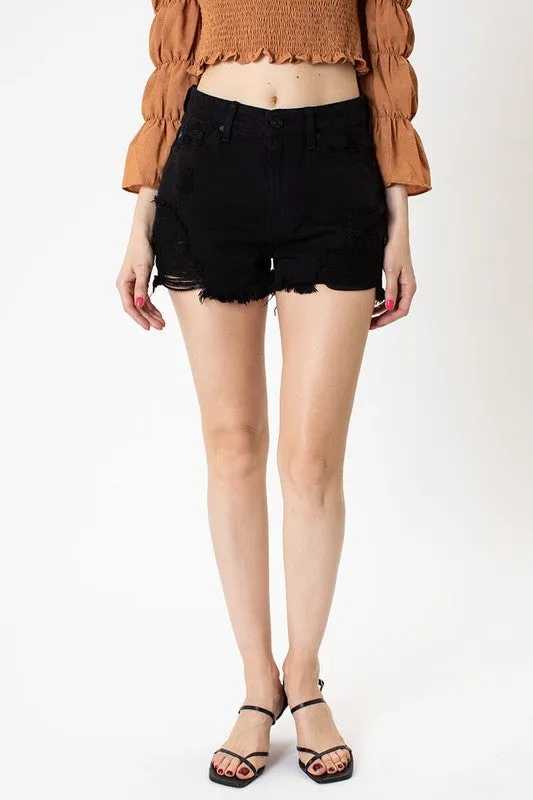 Shorts de mezclilla en negro