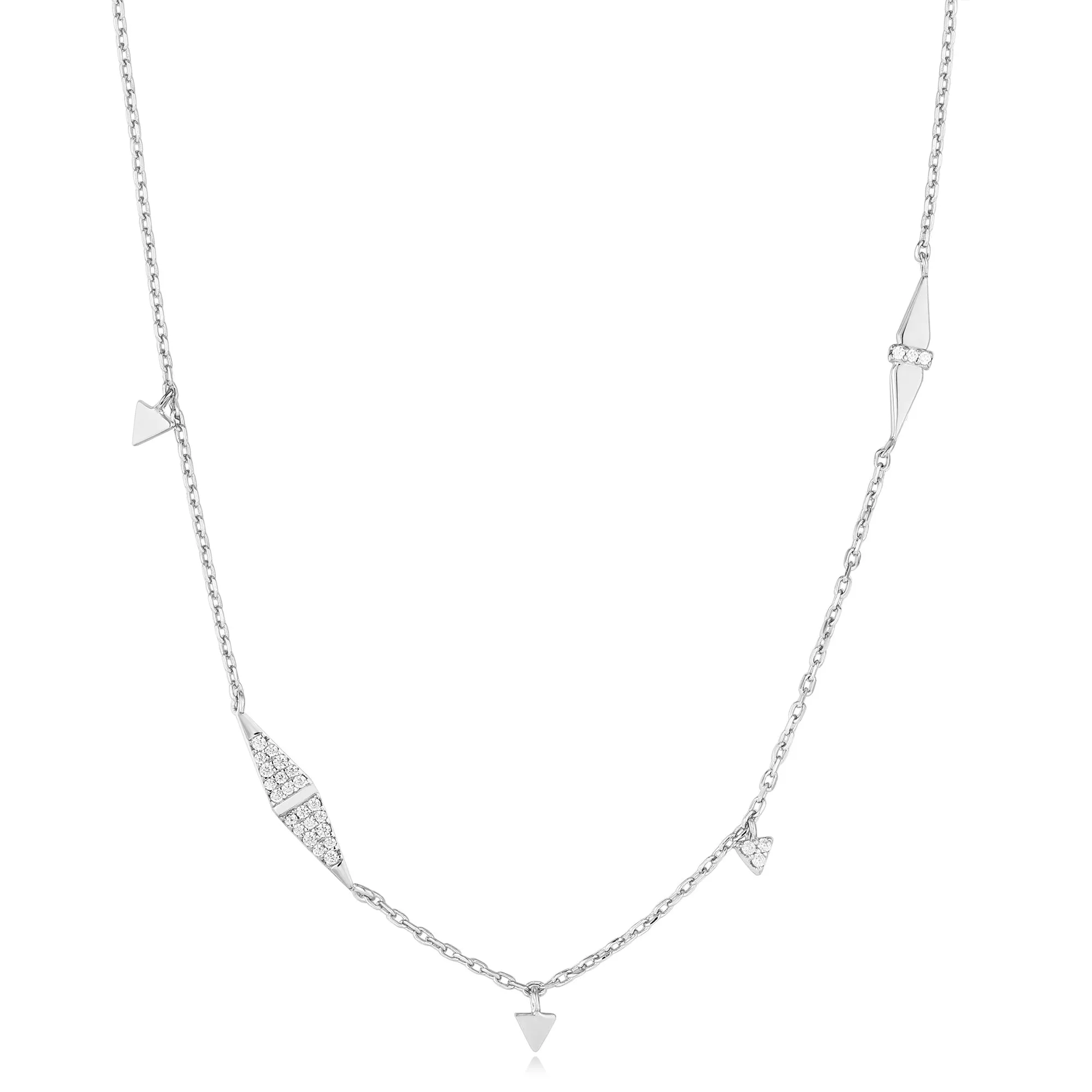 Silver Geometric Sparkle Chain Necklace