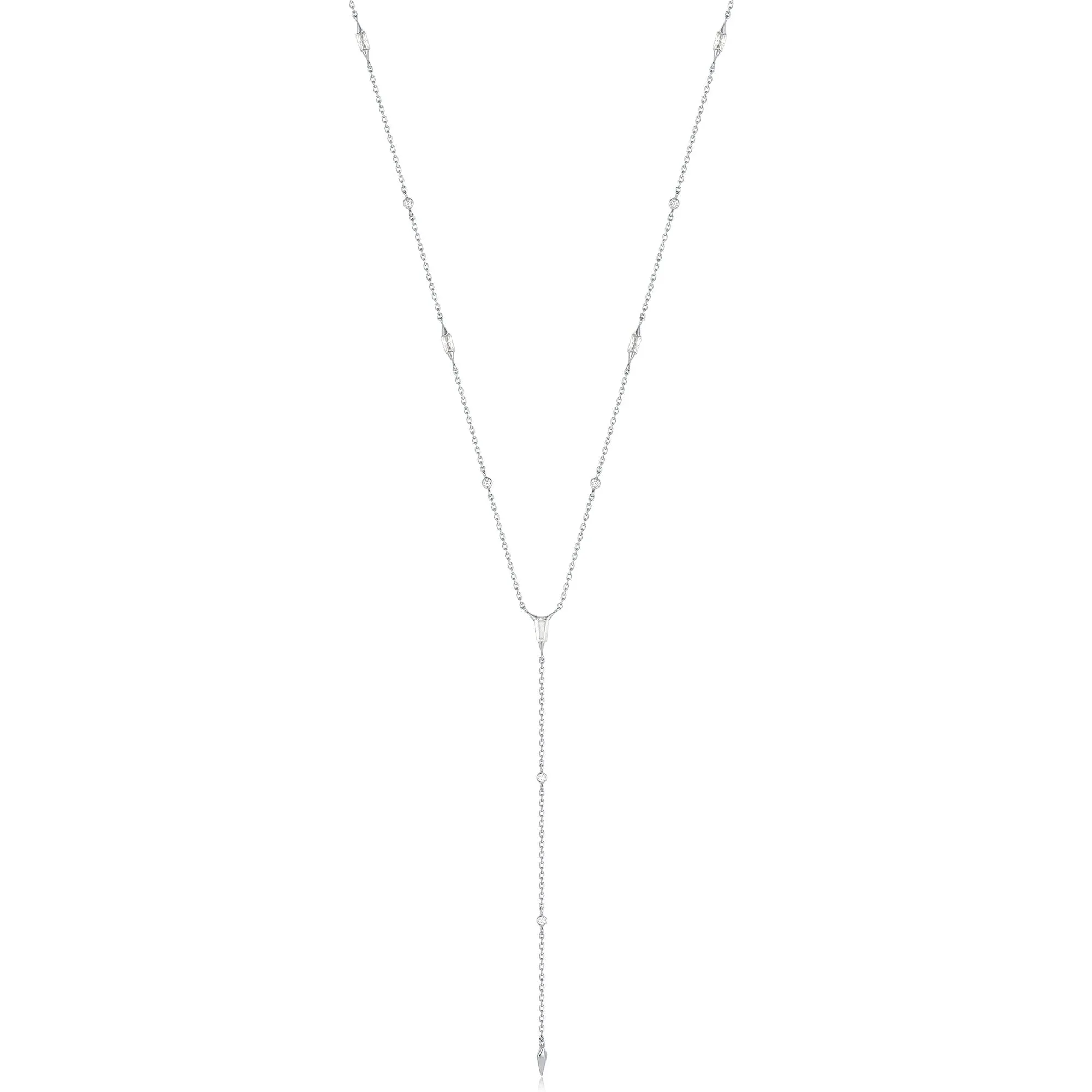 Silver Sparkle Point Y Necklace