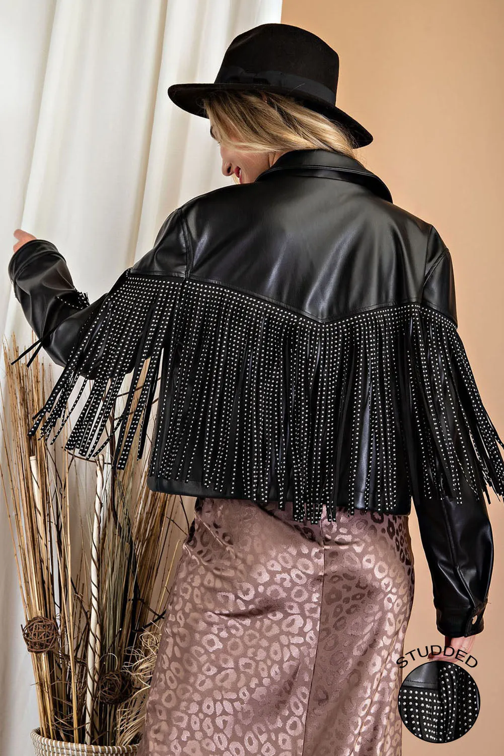 Studley Fringe Jacket in Black and Off White