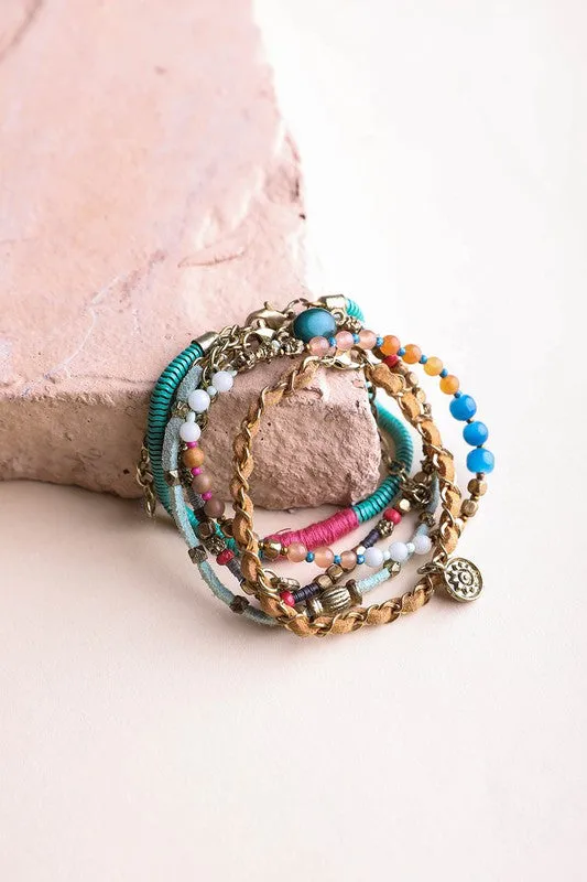 Sunburst Stacked Bracelet Set - Multi