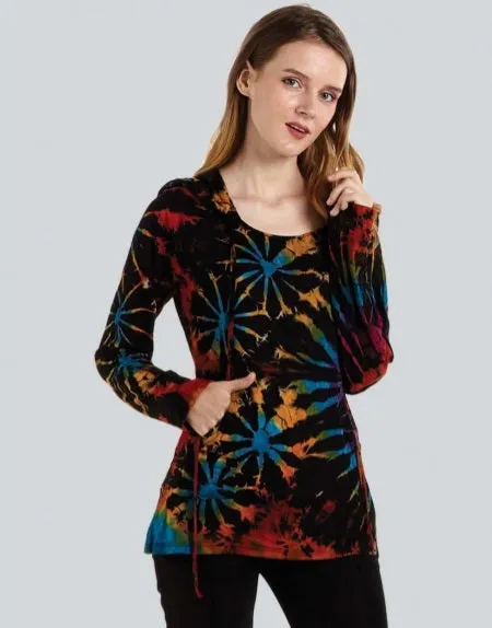 Tie-dye Hoodie - Black Rainbow