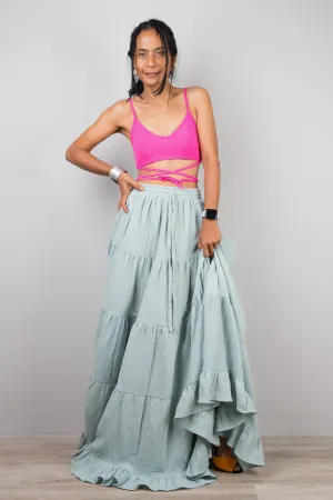 Tiered cotton gauze maxi skirt