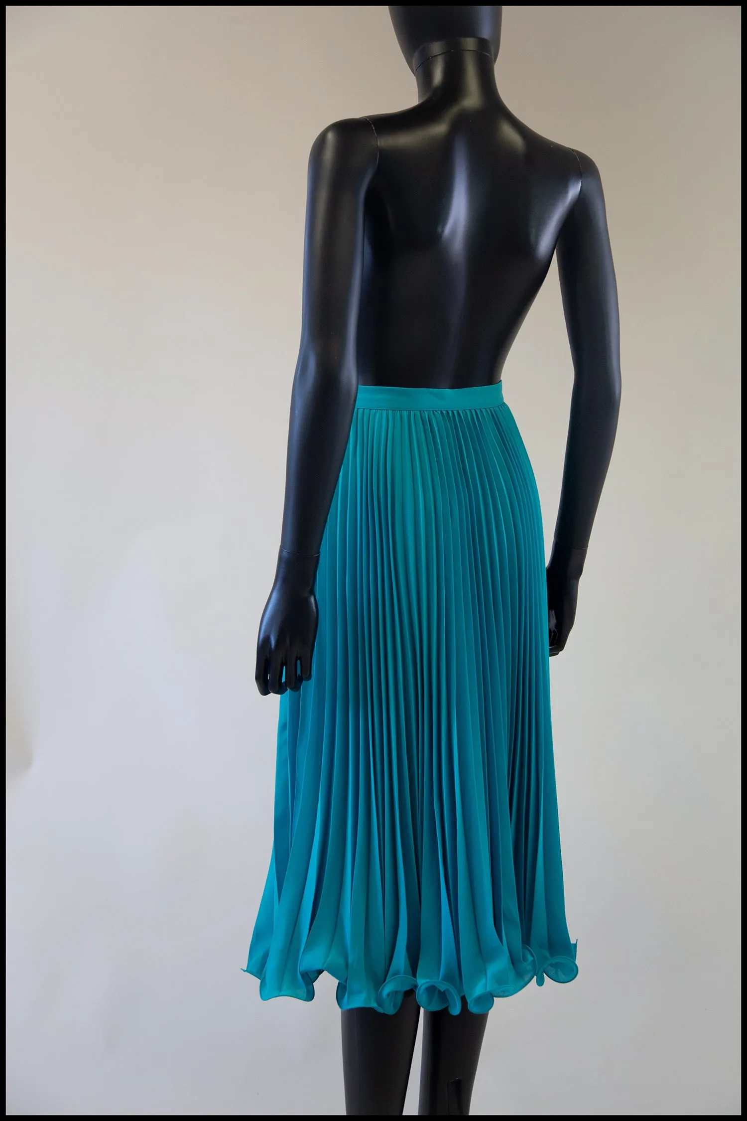 Vintage 1980s Turquoise Pleated Georgette Skirt