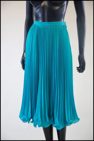 Vintage 1980s Turquoise Pleated Georgette Skirt