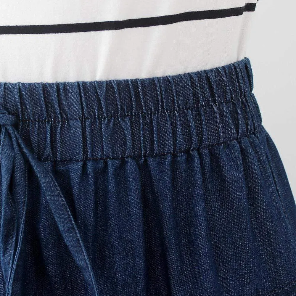 Vintage Pleated Denim Skirt