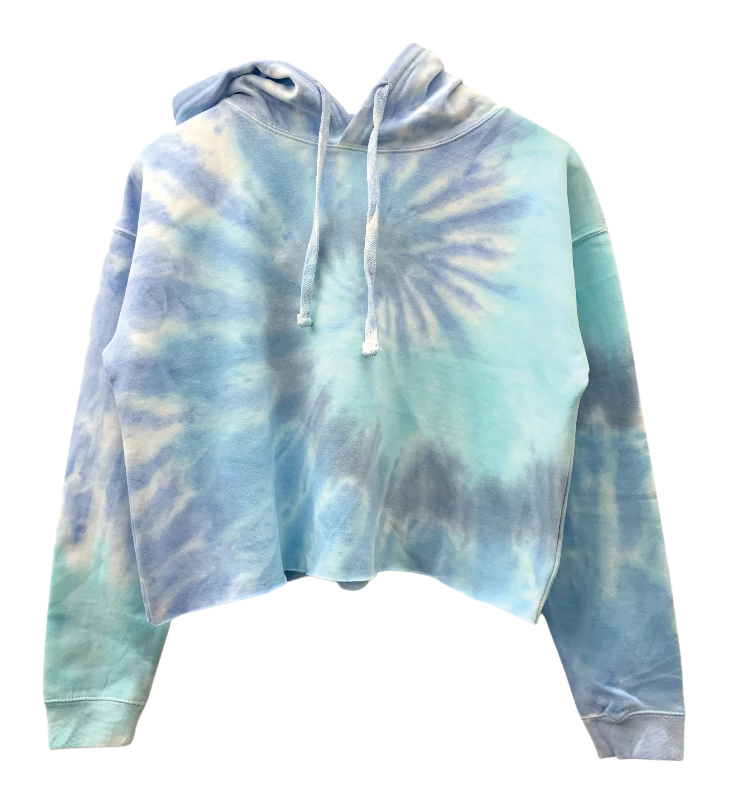 Waterfall Blue Pastel Tie-Dye Unisex Cropped Hoodie