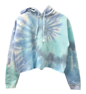 Waterfall Blue Pastel Tie-Dye Unisex Cropped Hoodie