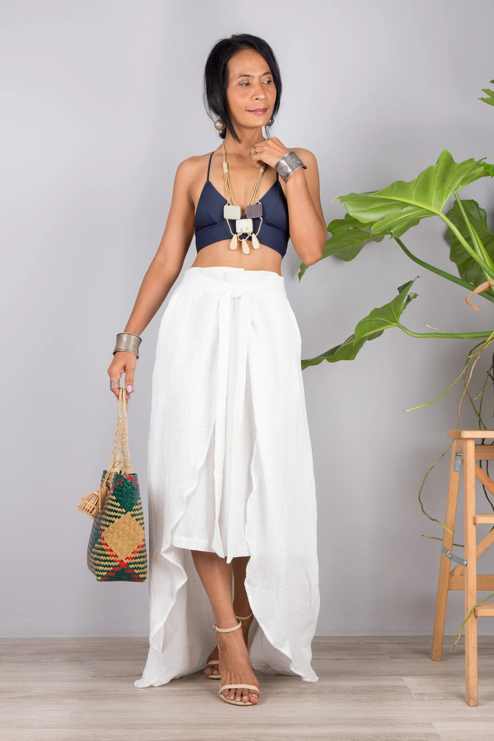 White Cotton wrap skirt