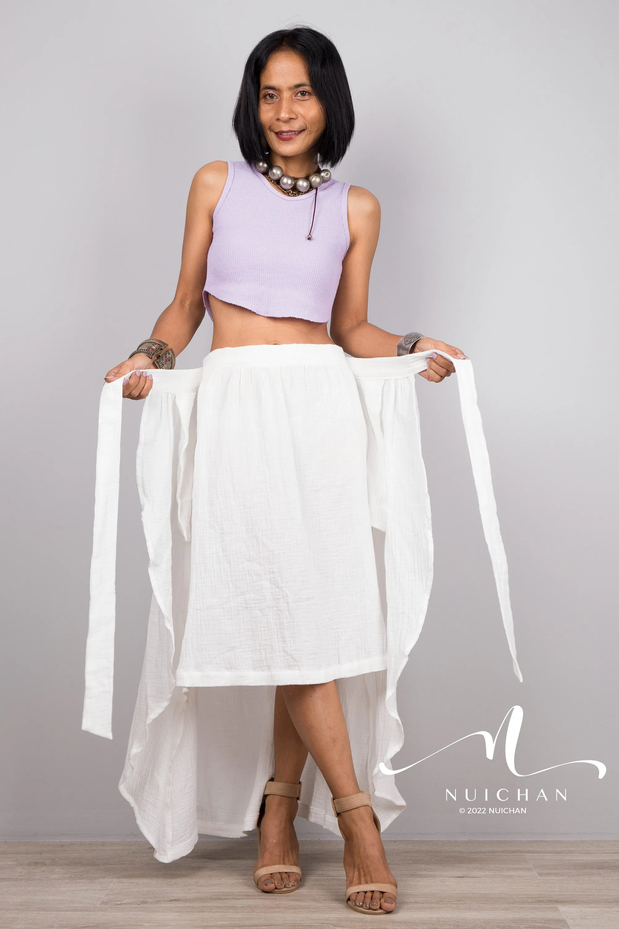 White Cotton wrap skirt