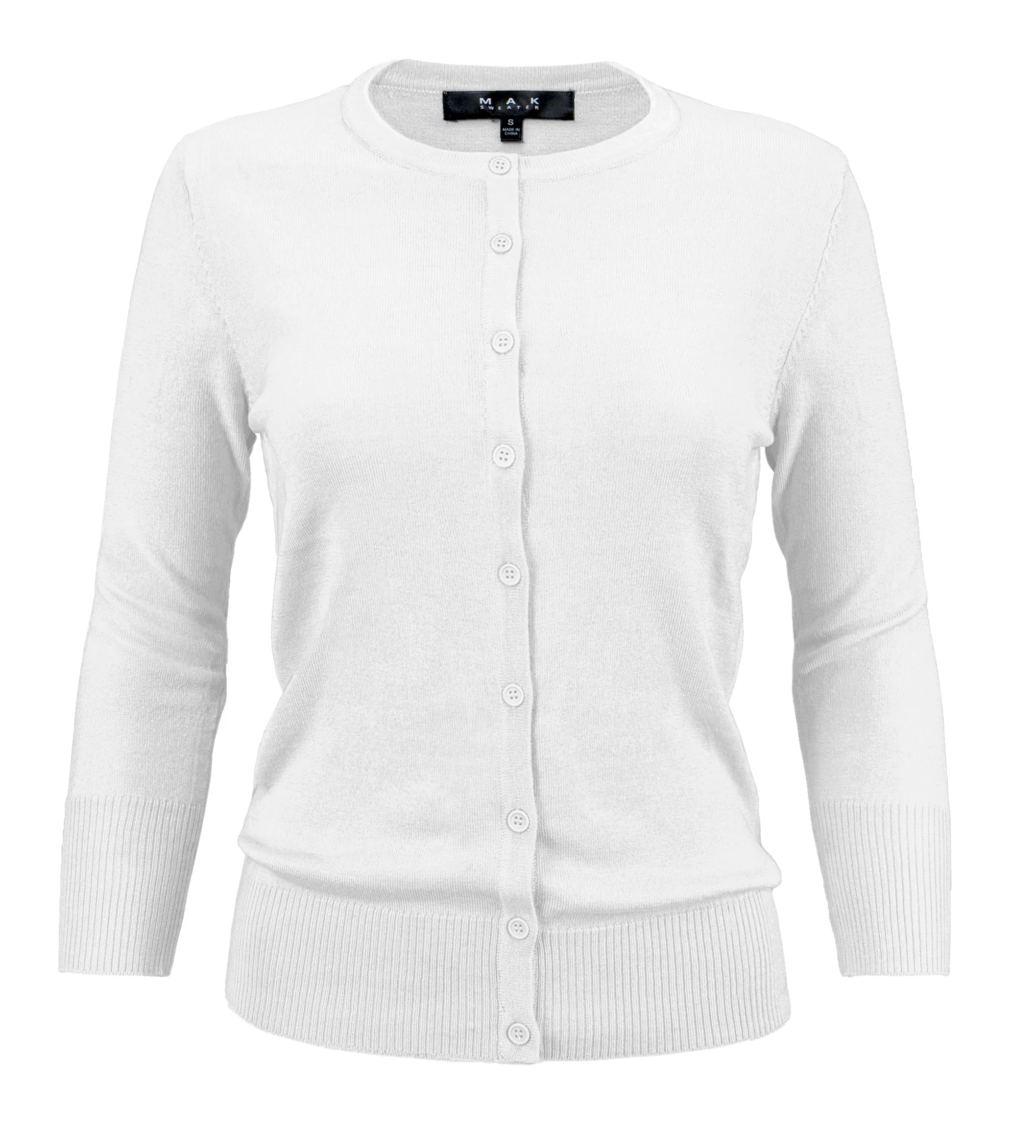 YEMAK Women's 3/4 Sleeve Crewneck Button Down Cardigan Sweater CO079 (S-L )Color Option (1 of 2)